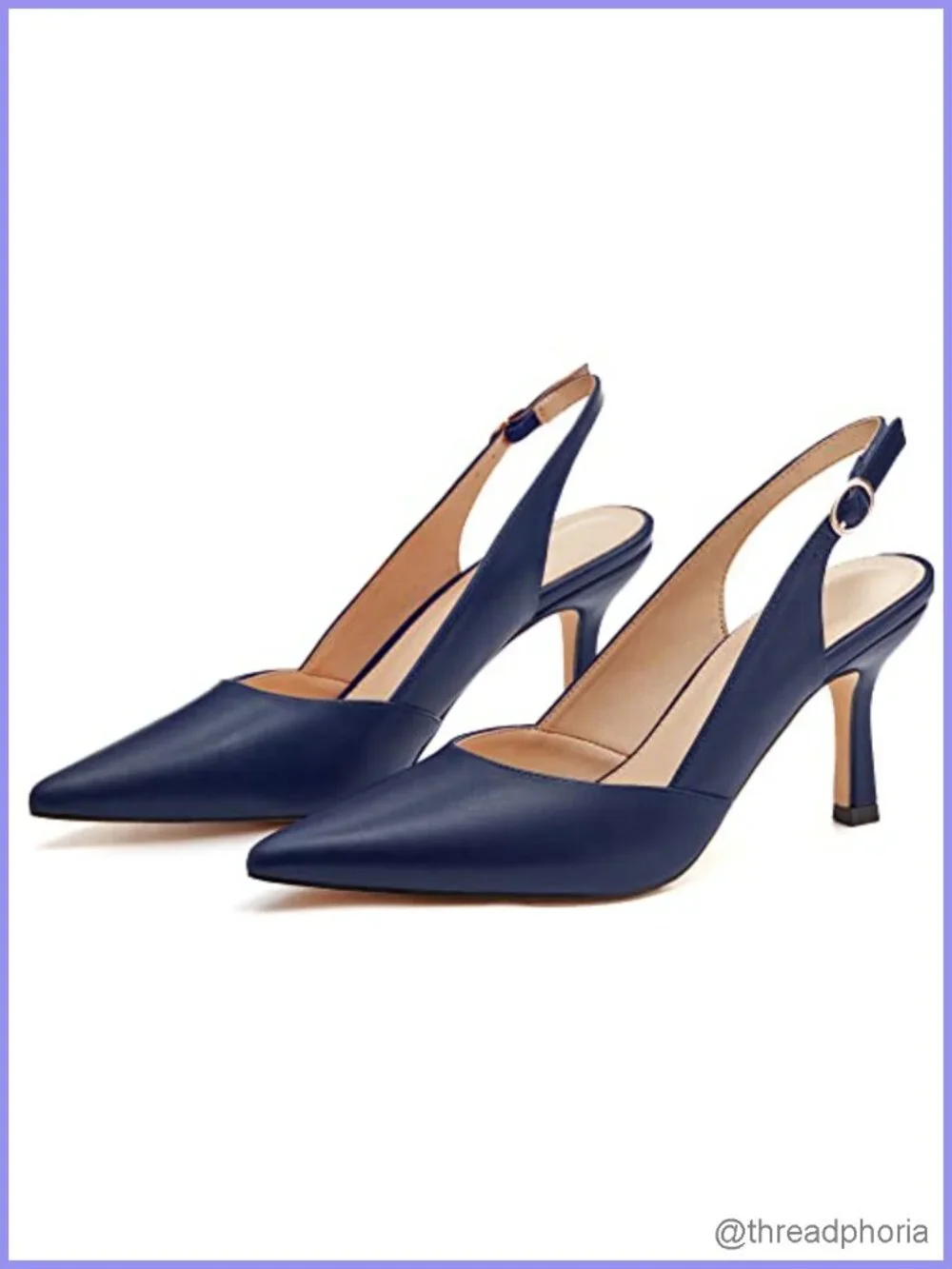 Faux Leather Slingback Kitten Heel Closed Pointed Toe Pumps